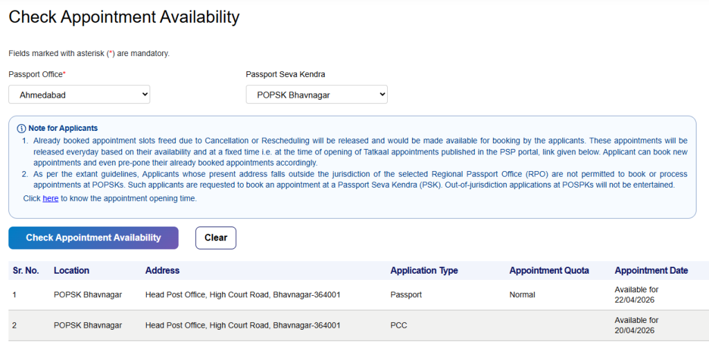 Appointement Availability