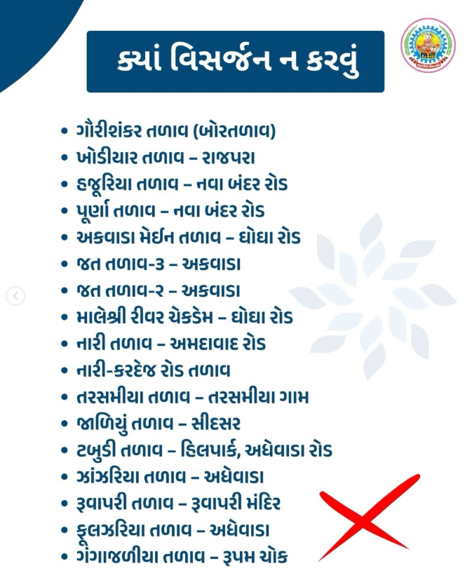 BMC official list of banned lakes for Ganesh idol immersion in Bhavnagar