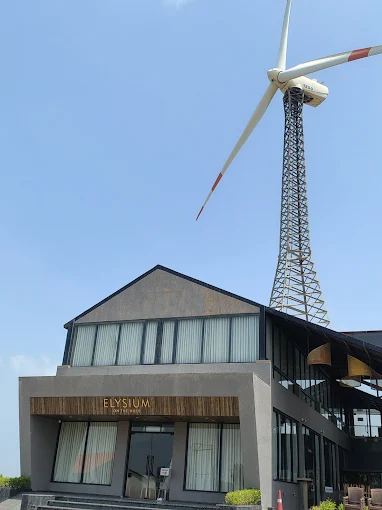 Elysium on the Hills restaurant with wind turbine view, Malnath hills near Bhavnagar