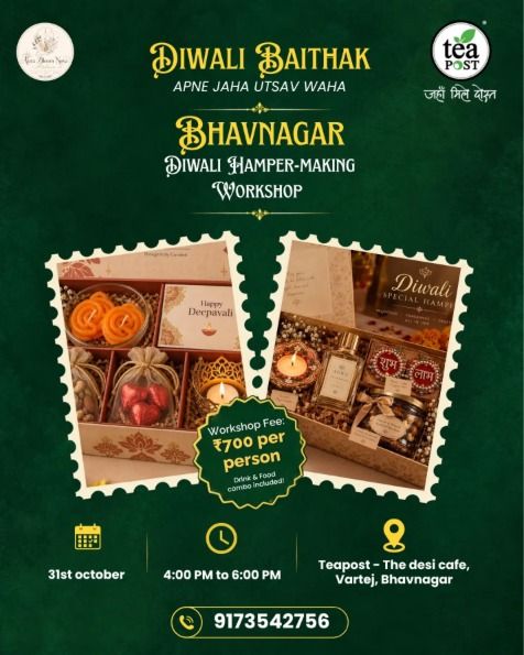Diwali hamper-making workshop at Tea Post Desi Cafe Vartej on 31 October