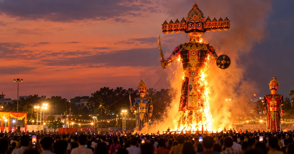 Ravan Dahan on Dussehra night in Bhavnagar